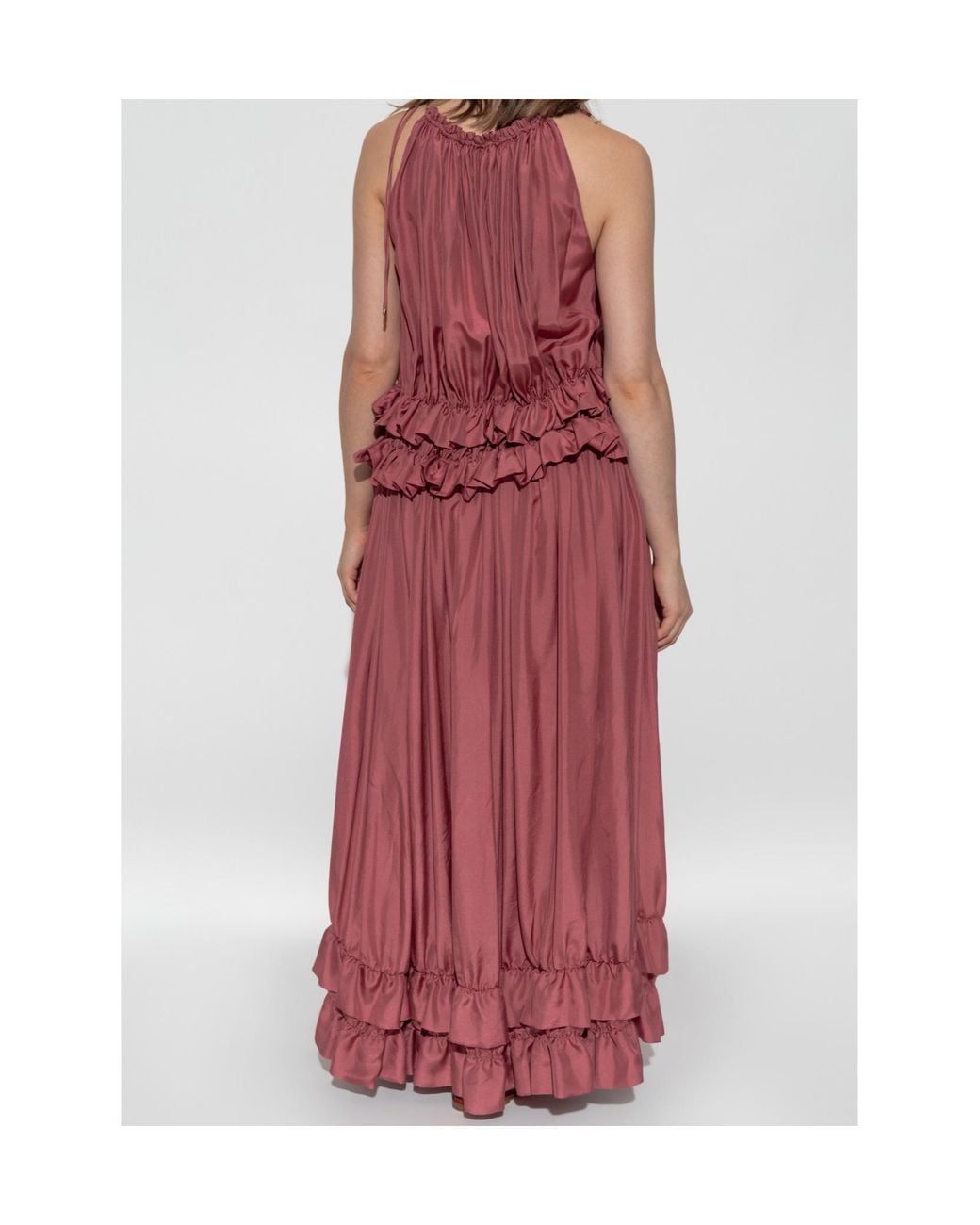 Chloé Red Silk Dress With Ruffles