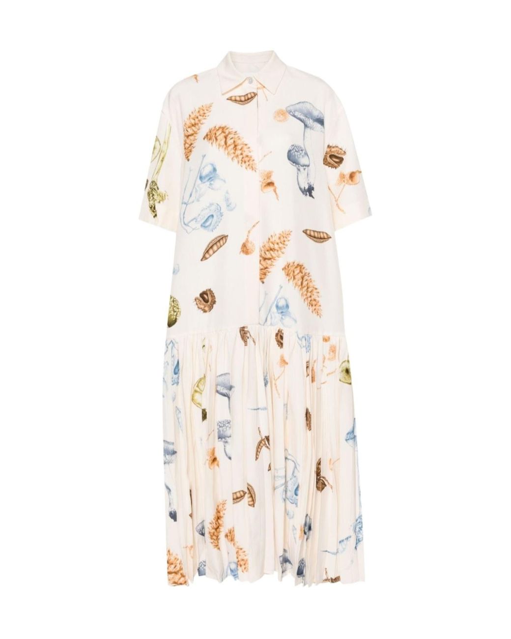 Jil Sander White Pleated Shift Maxi Dress