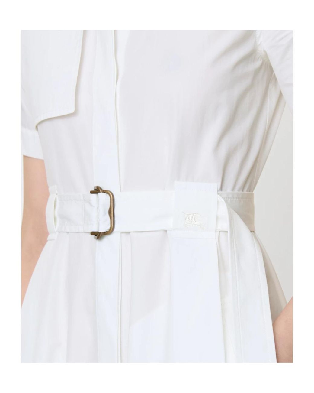 Burberry White Belted Poplin Shirt Dress