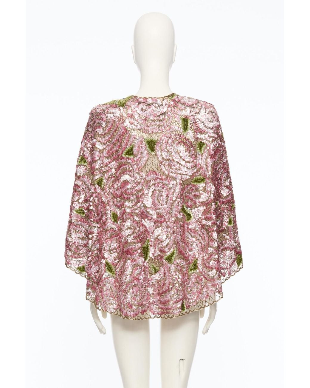 Valentino Pink Sequined Embroidered Shawl Jacket