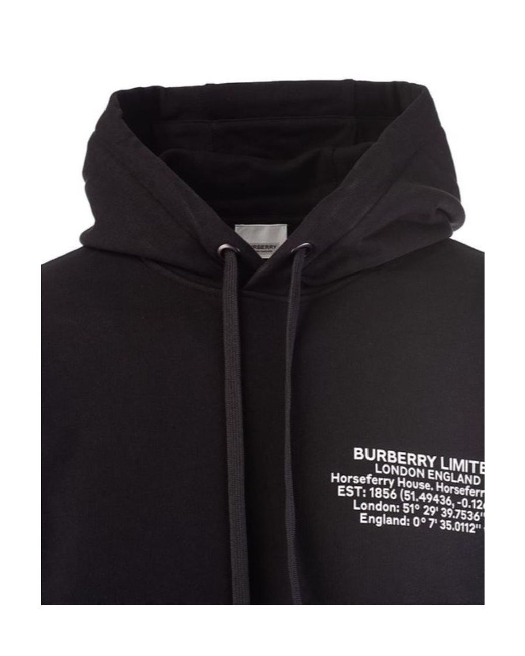 Burberry Blue Location-Print Drawstring Hoodie for men