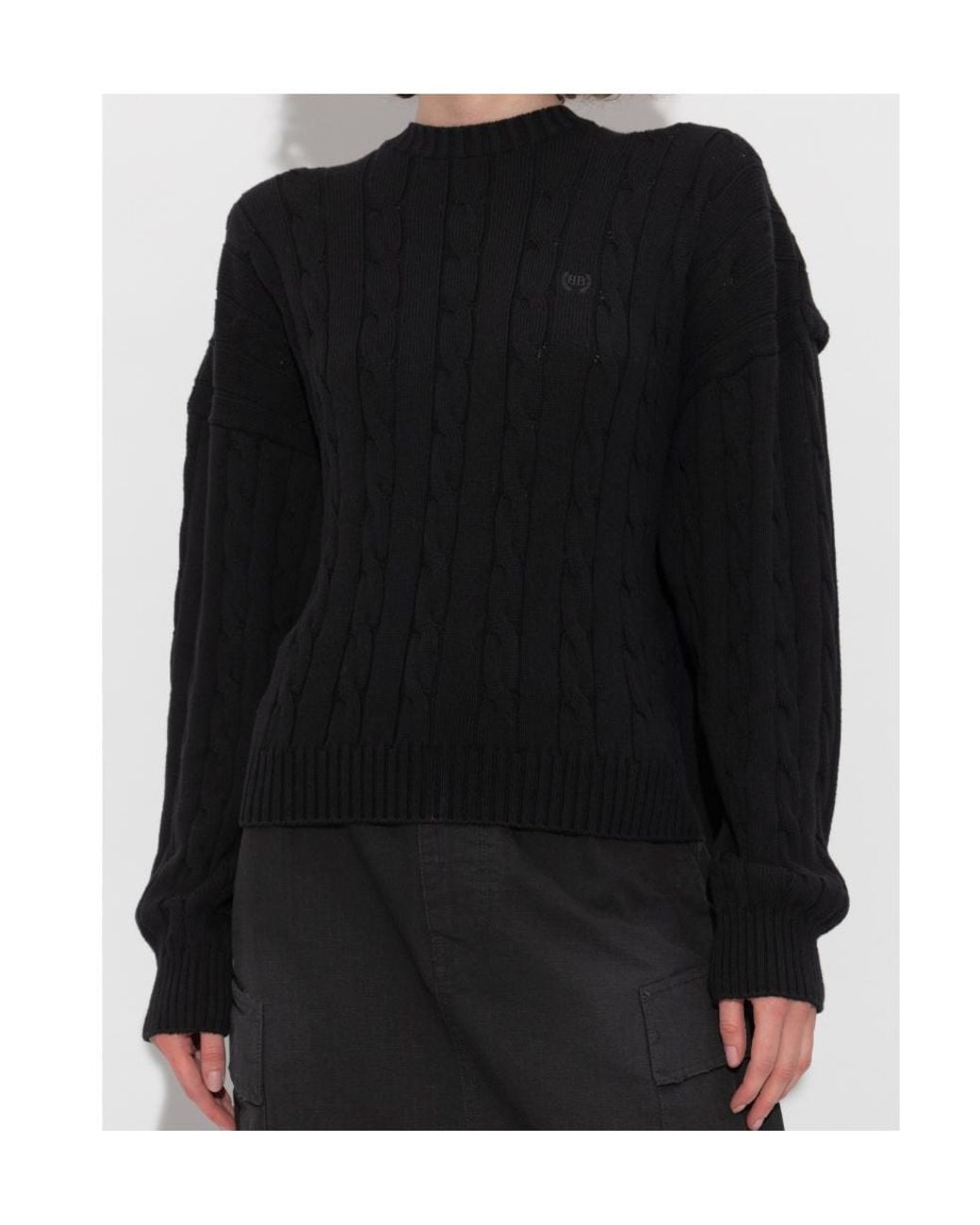 Balenciaga Black Logo Embroidered Knit Sweater