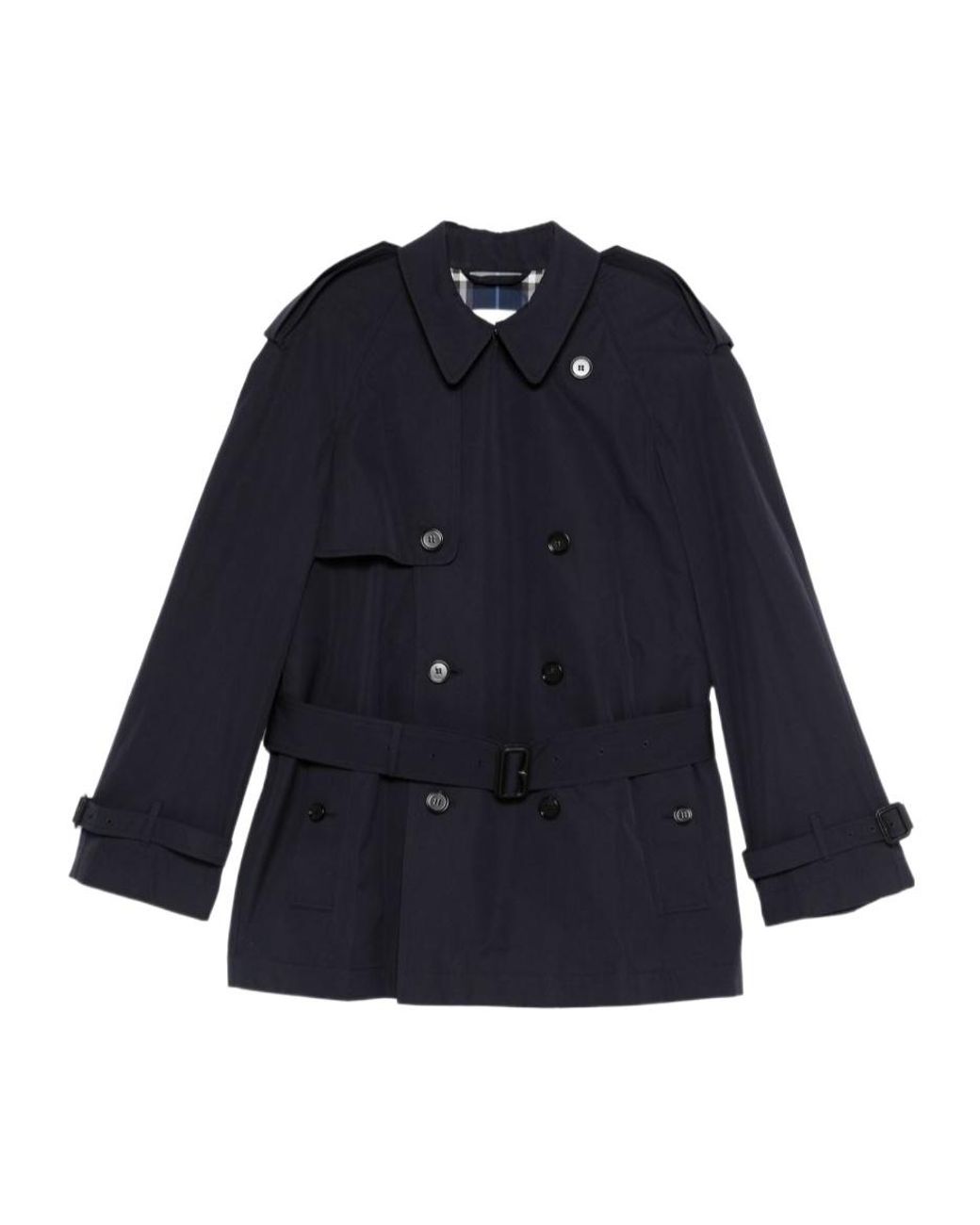 Burberry Blue Button Belted Coat for men