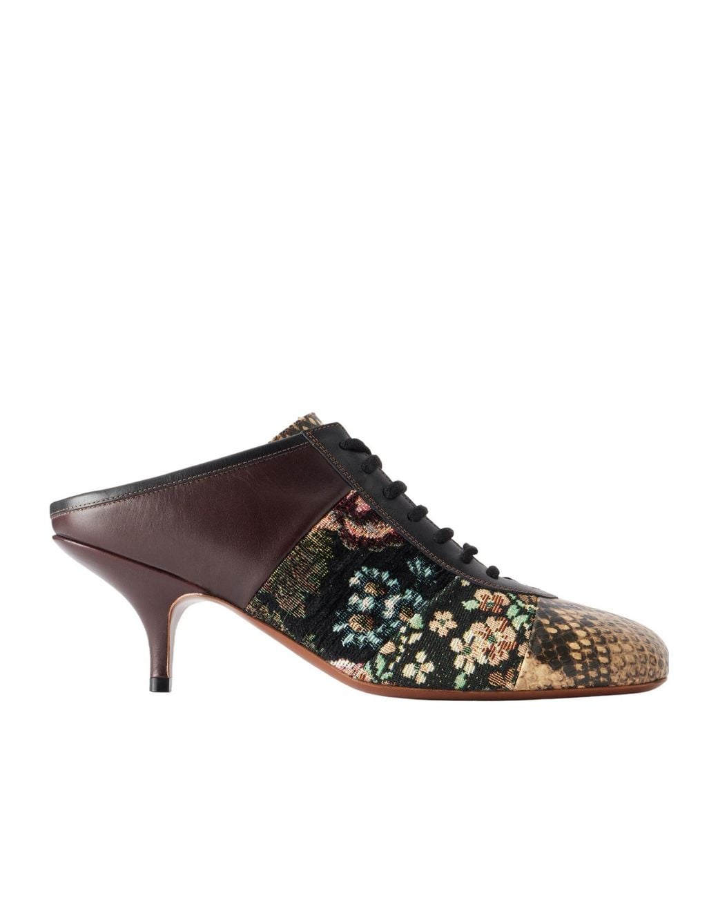 Dries Van Noten Brown Snake-Effect Leather Pumps