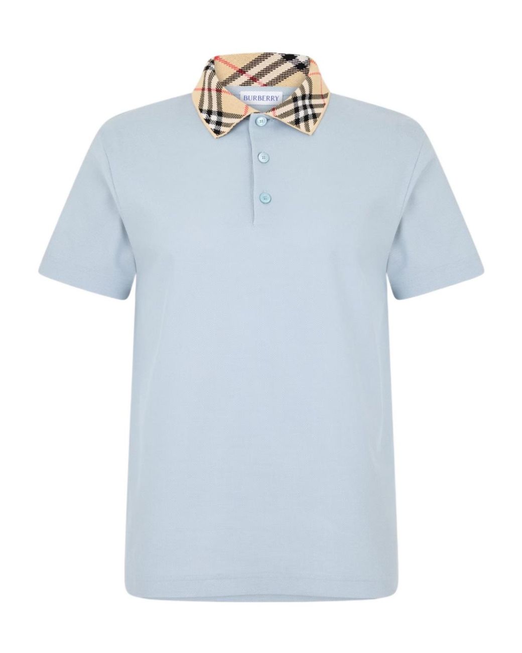 Burberry Blue Plaid Collar Polo Shirt for men