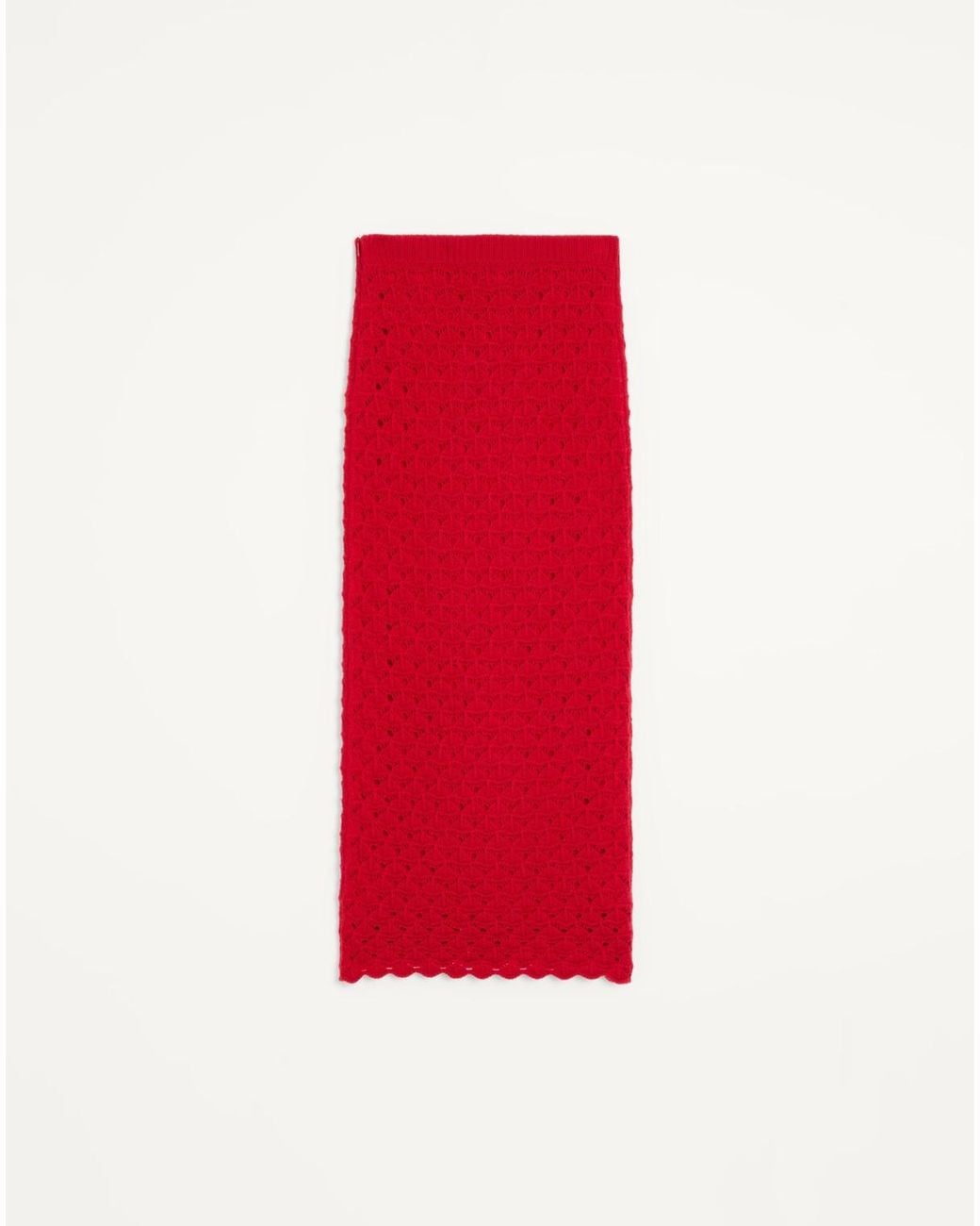 Valentino Red Wool And Cashmere Skirt