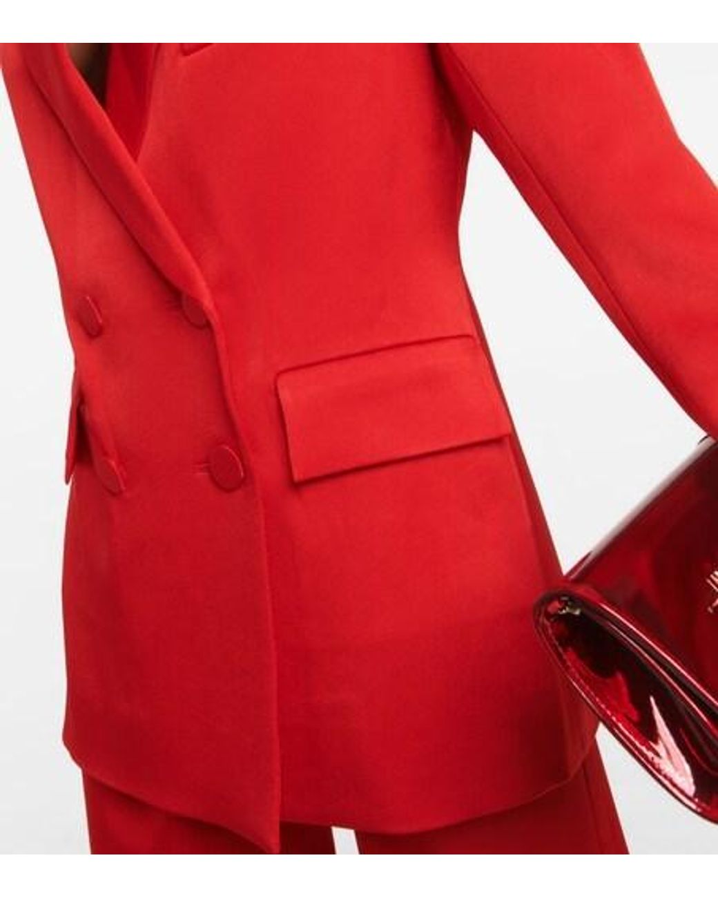 Alex Perry Red Wells Satin Crepe Blazer