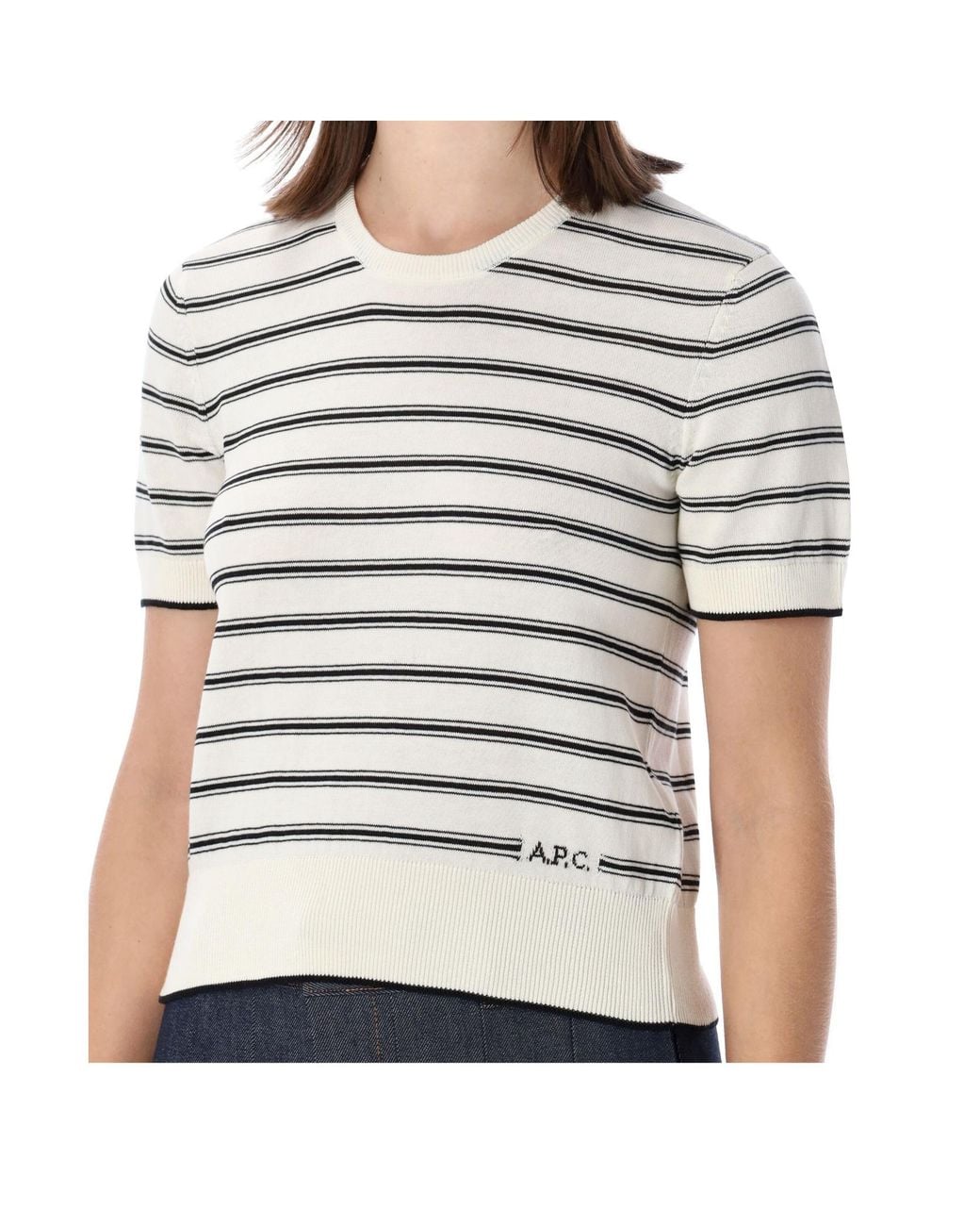 A.P.C. Brown Striped Ribbed Top