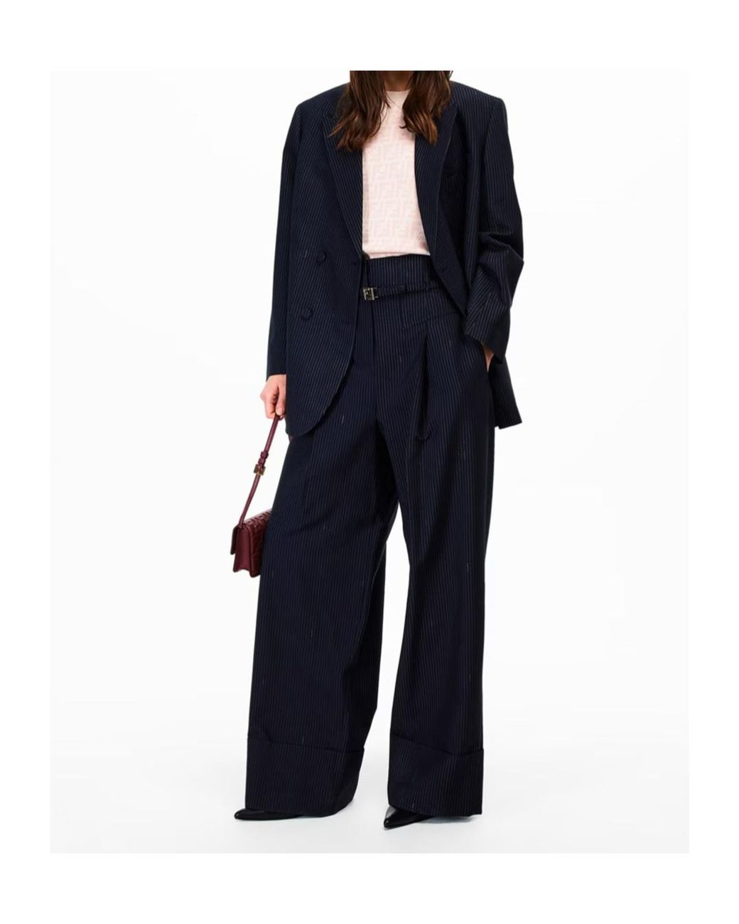 Fendi Blue Pinstripe Casual Pants