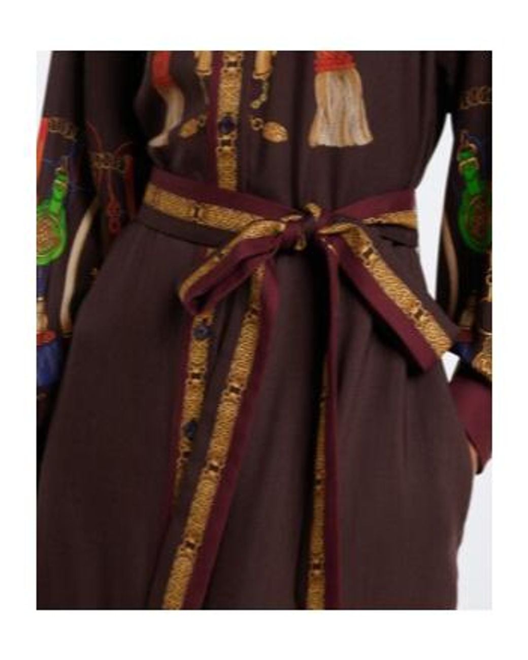 Etro Brown Printed Wool And Silk Twill Shirt Dress