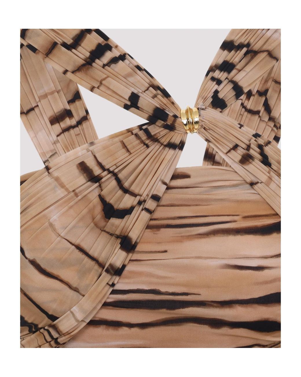 Elisabetta Franchi Multicolor Tiger Printed Ruched Bodysuit