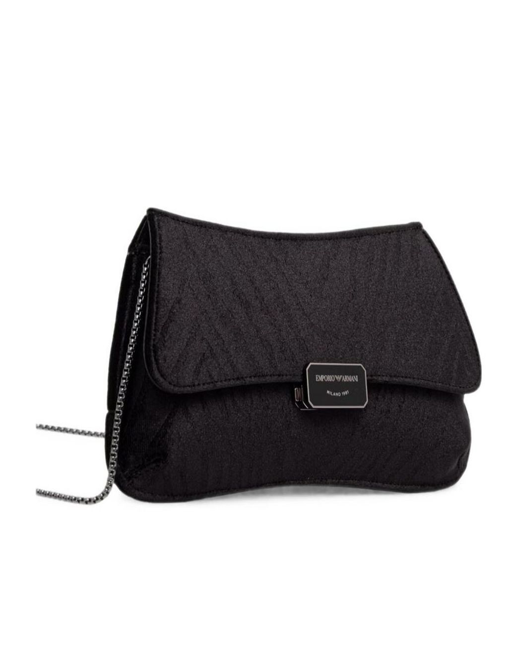 Emporio Armani Black Logo-Plaque Chain-Strap Cross Body Bag
