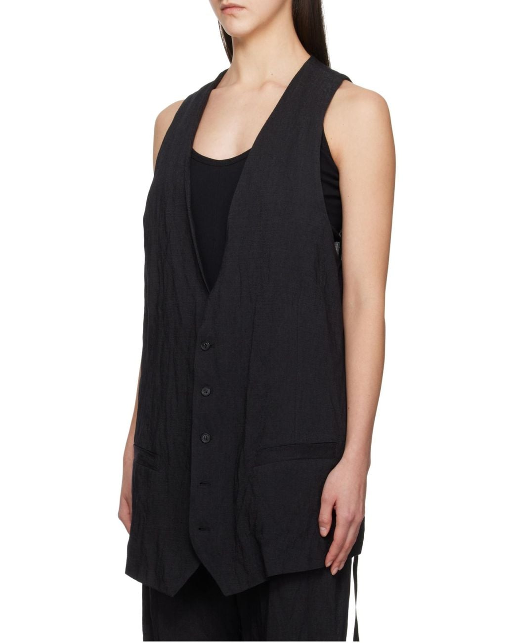 MM6 by Maison Margiela Black V-Neck Vest