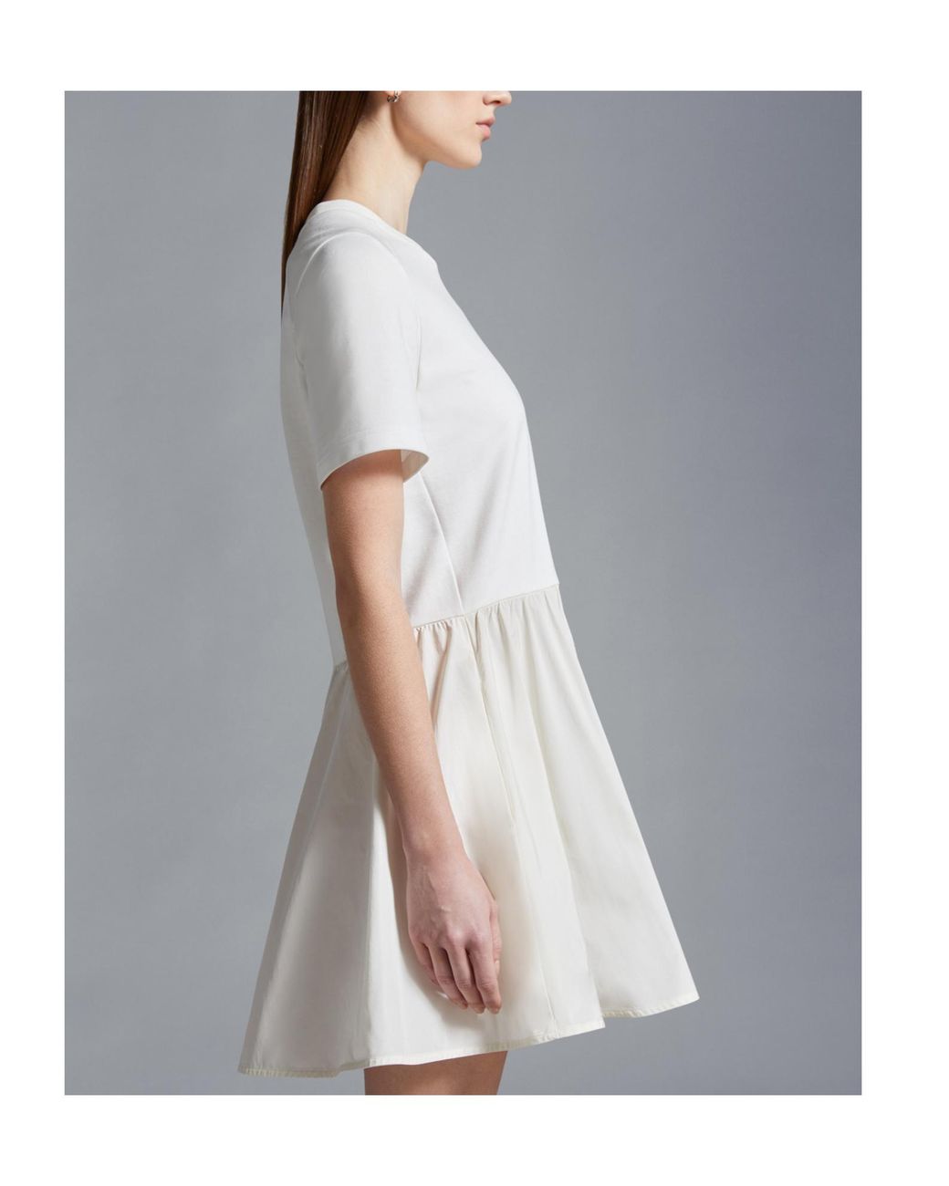 Moncler White Slim Fit Flared Mini Dress