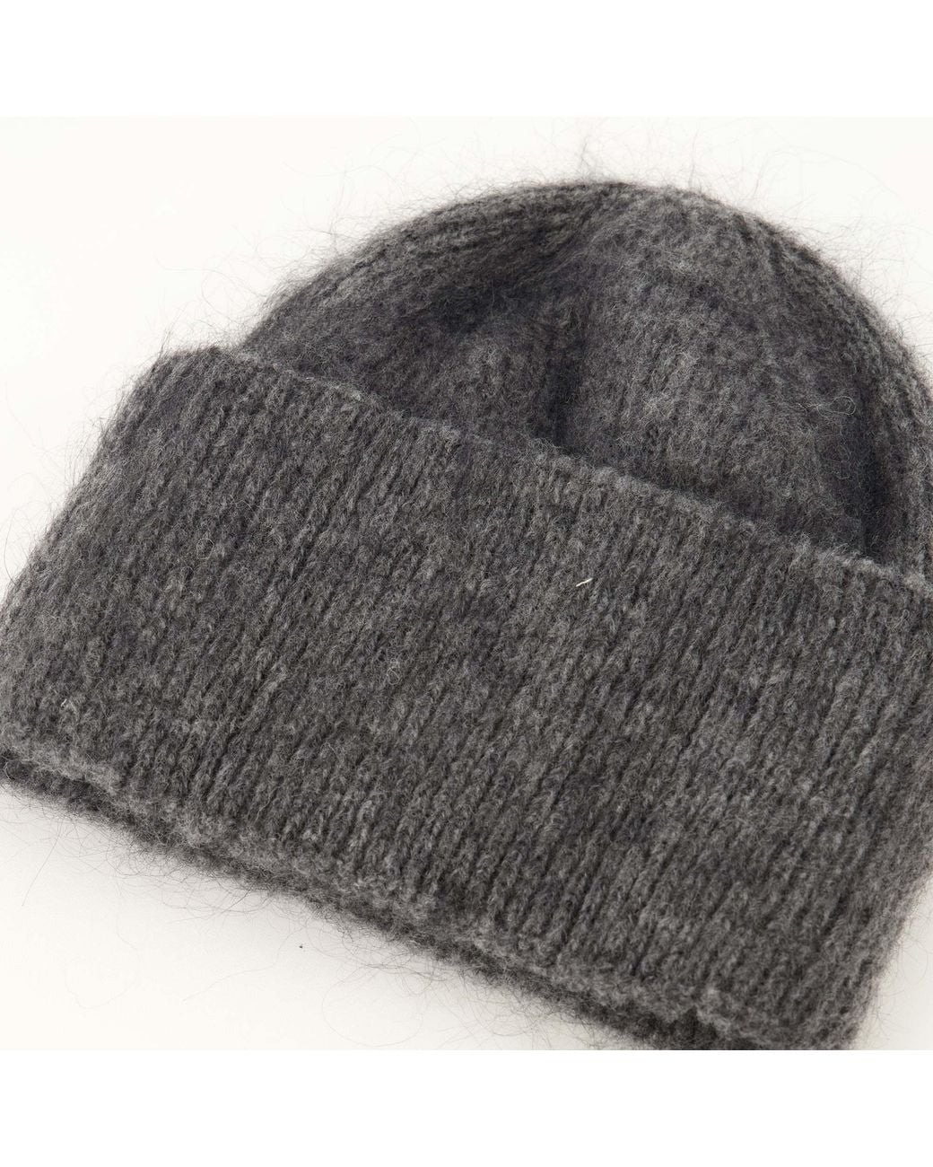 AMI Gray Ami Logo Patch Knitted Beanie for men