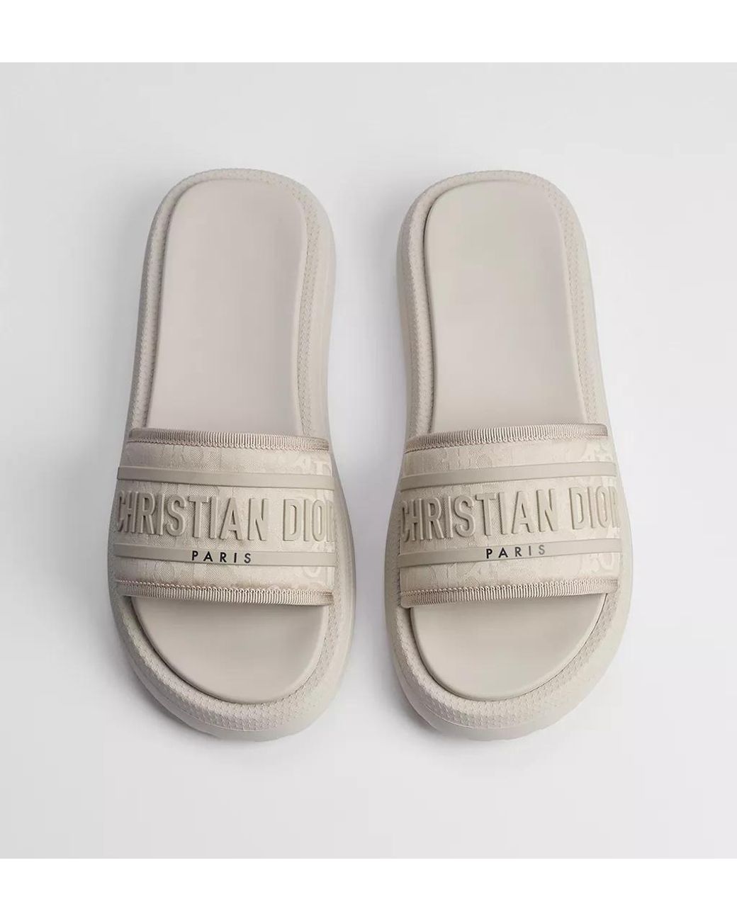 Dior White Logo Strap Slides