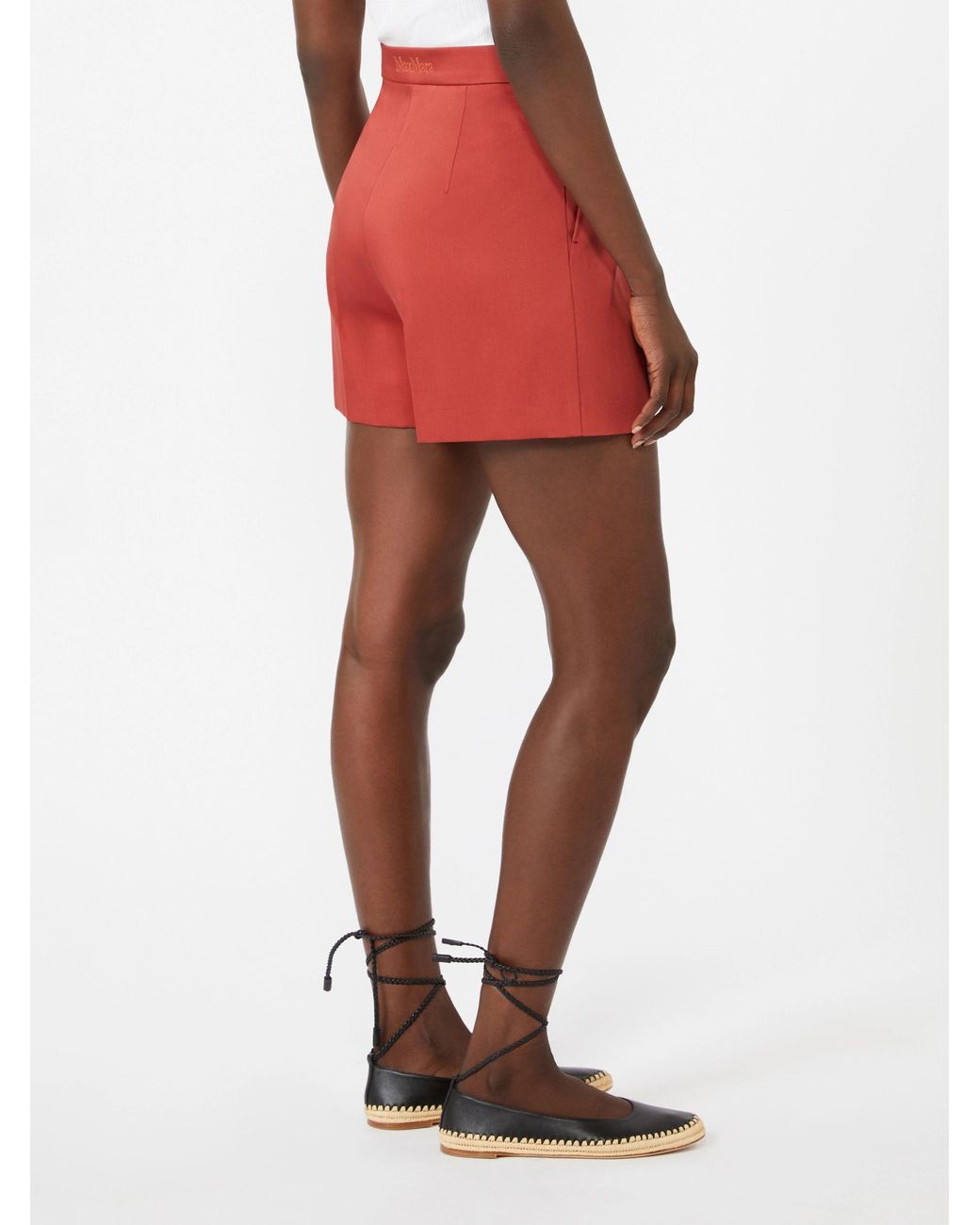 Max Mara Red Tabacco Pleated Shorts