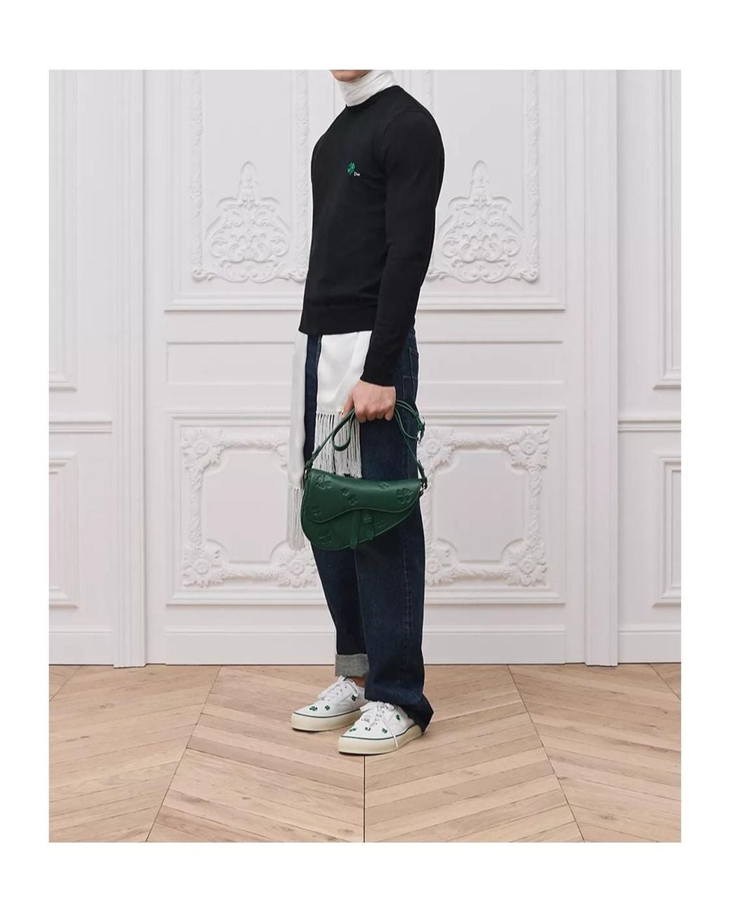 Dior Black Sweater With Clover Embroidery for men