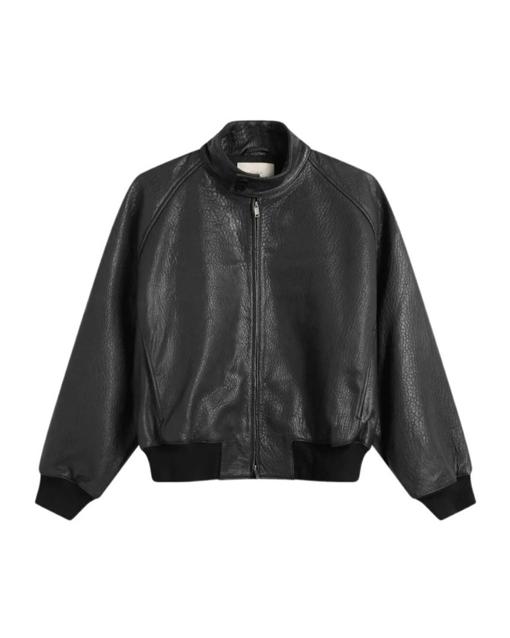Studio Nicholson Black Stand-Collar Leather Jacket