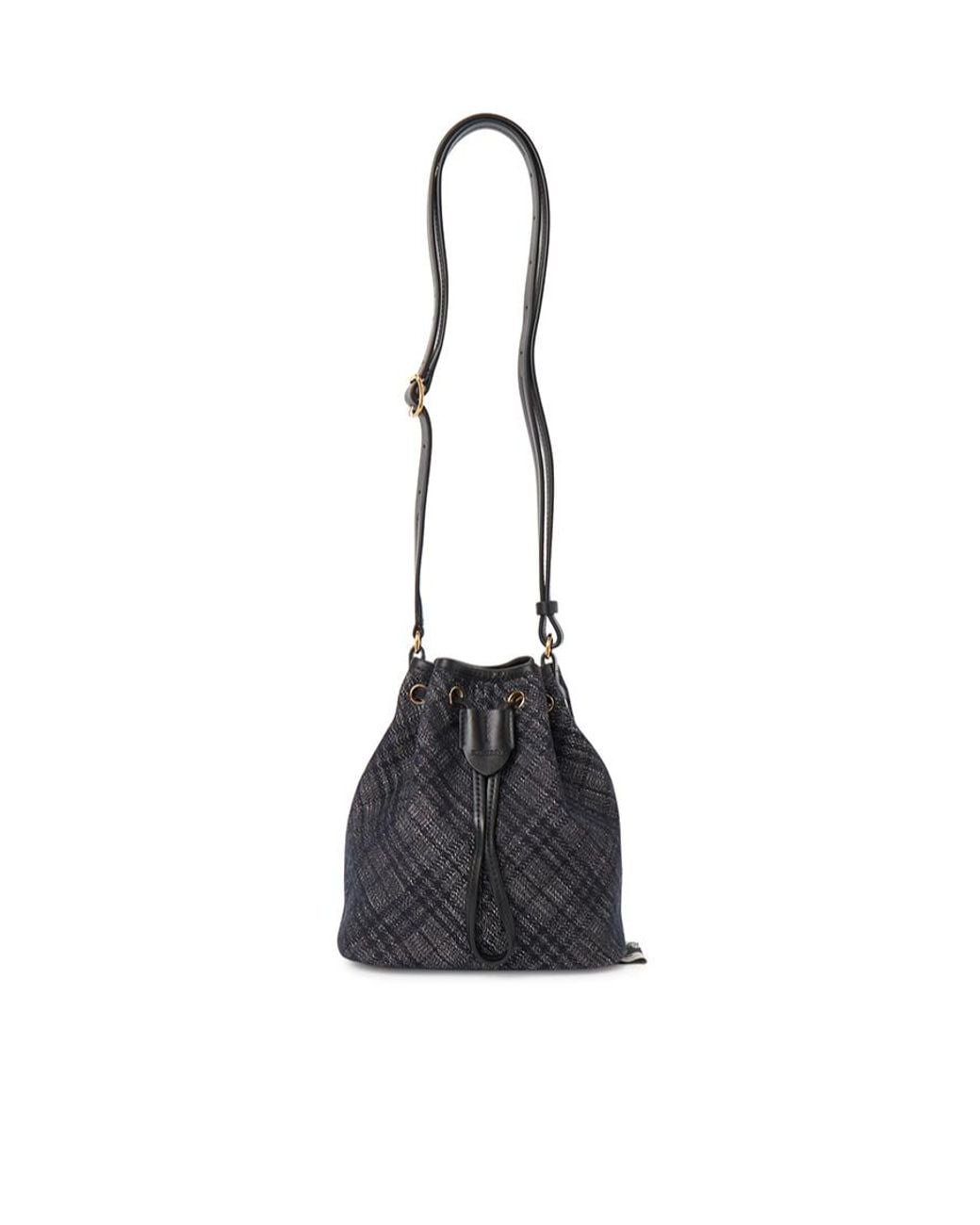 Burberry Black Drawstring Denim Bucket Bag