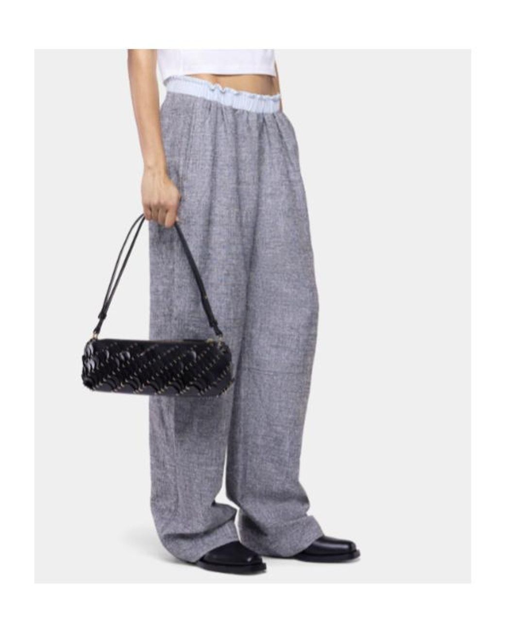 Rabanne Gray Elasticated-Waistband Straight-Leg Trousers