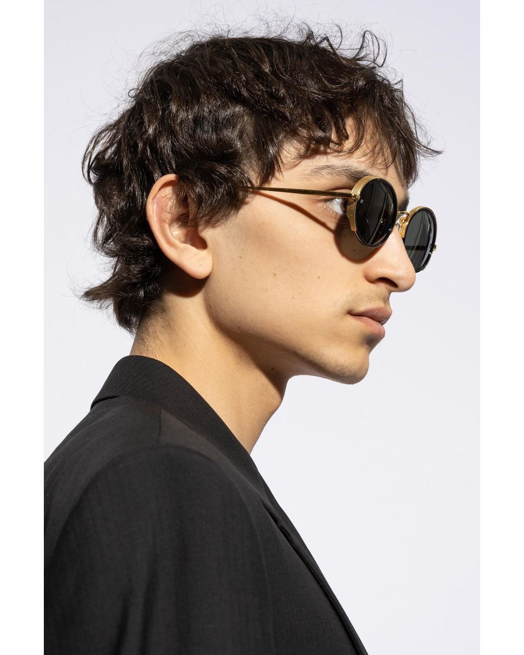 Linda Farrow White Finn Oval Frame Sunglasses for men