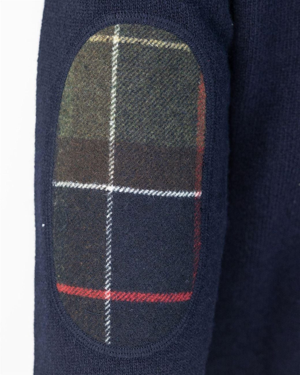 Barbour Blue Checked-Panel Crewneck Jumper for men