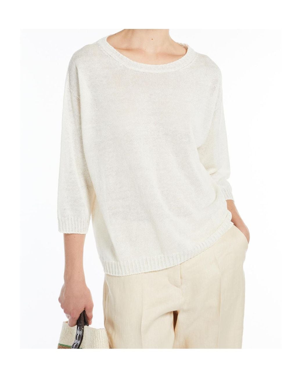 Weekend by Maxmara White Oversized Linen Jumper
