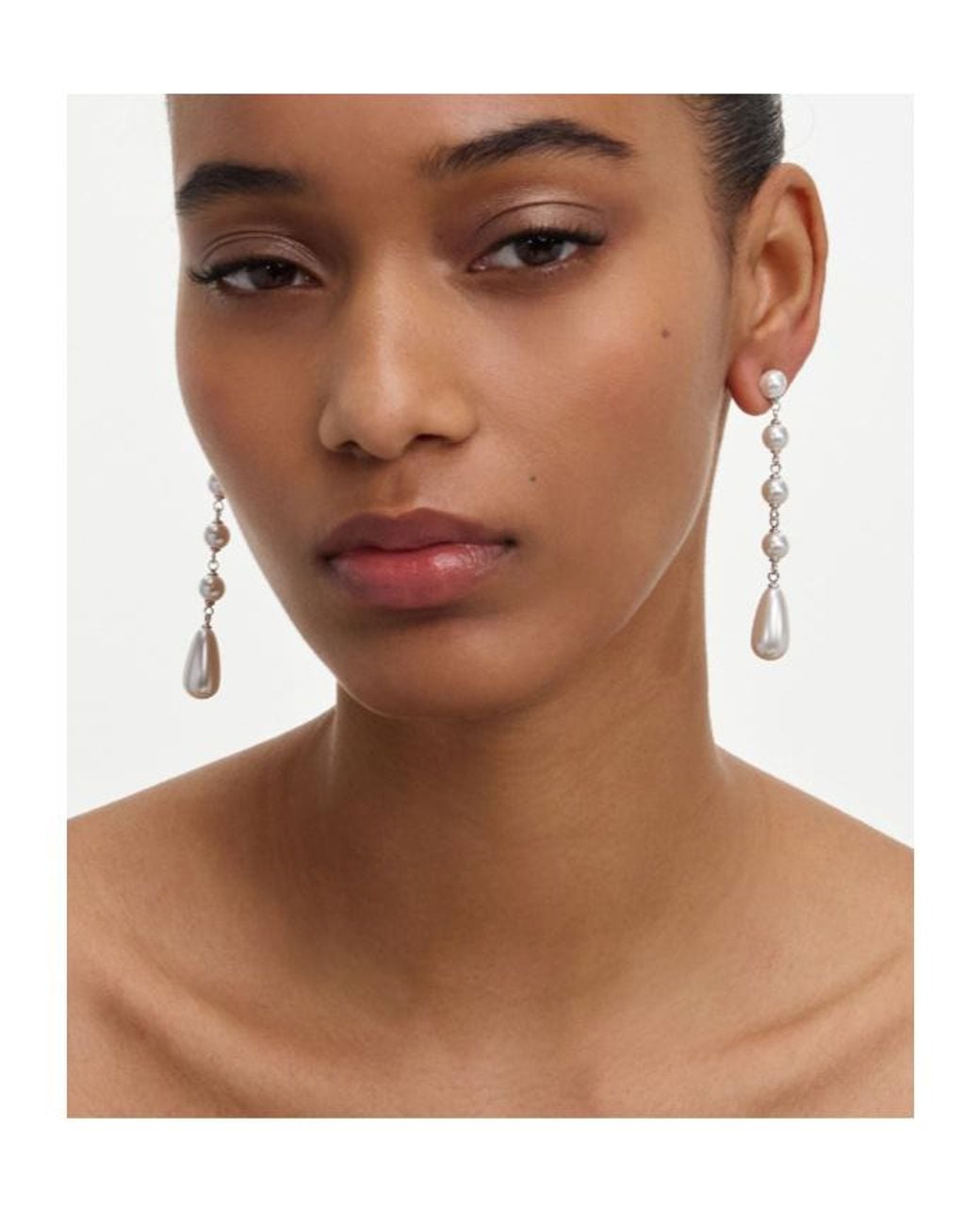 Self-Portrait White Bijoux Faux Pearl Drop Earrings