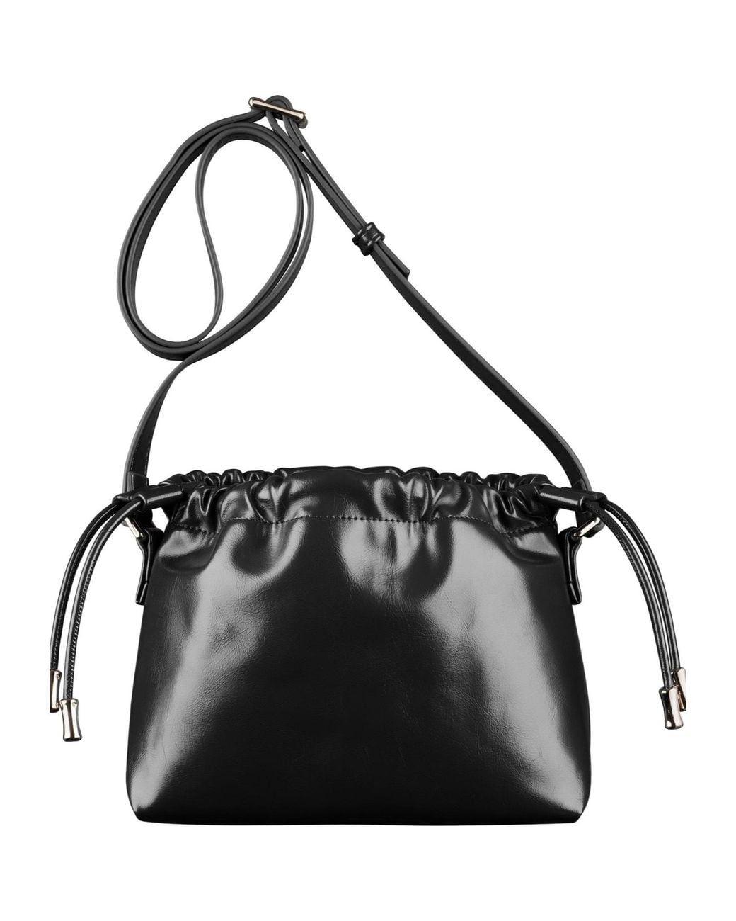 A.P.C. Black Logo Printed Drawstring Mini Crossbody Bag