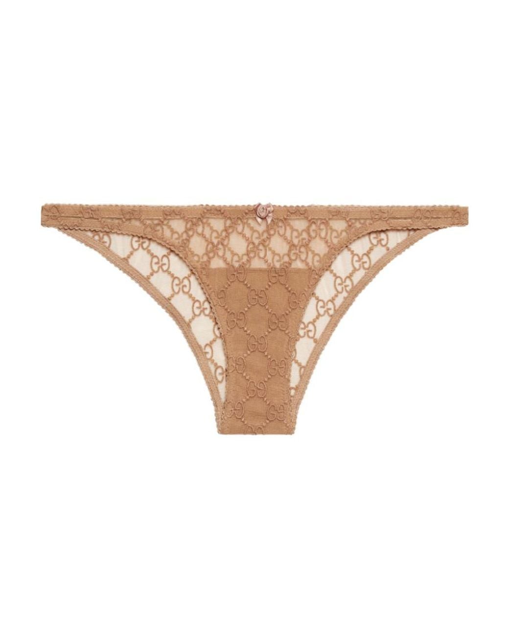 Gucci Natural Gg-Jacquard Bow-Detail Briefs