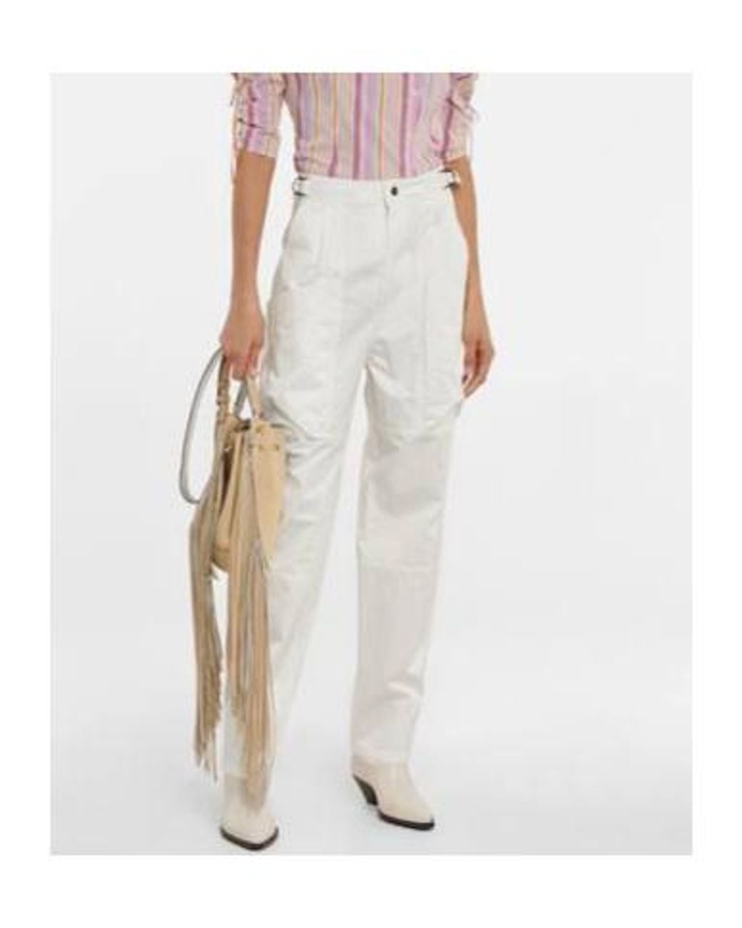 Isabel Marant White High-Rise Tapered Cotton Pants