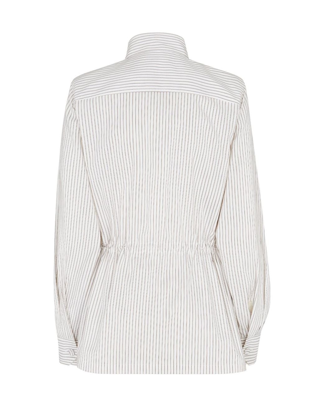 Fendi White Striped Ring Buckle Belted Jacket