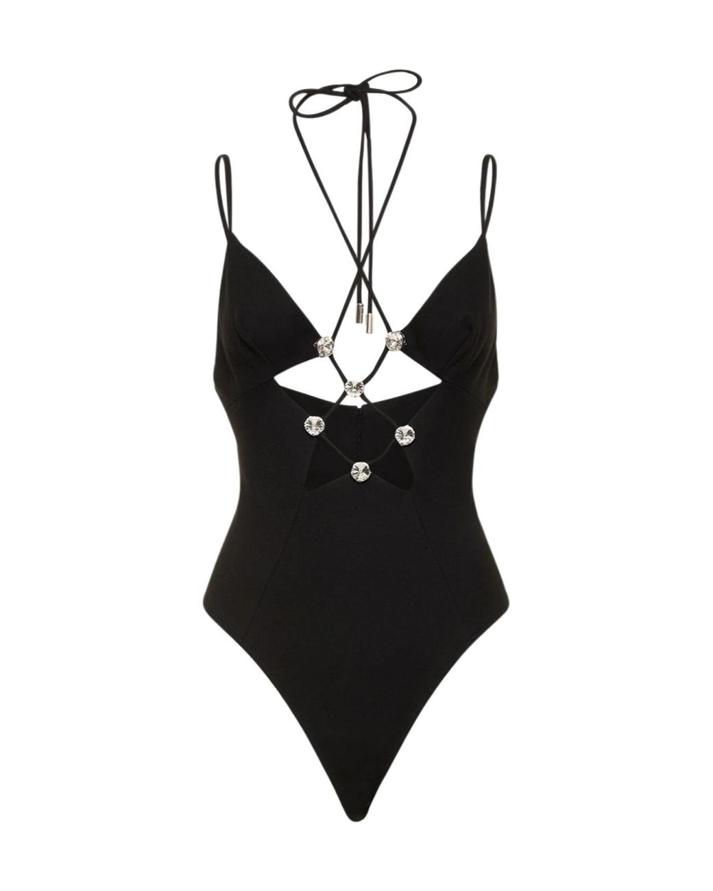 Area Black Hollowed-Out Detail Jumpsuit