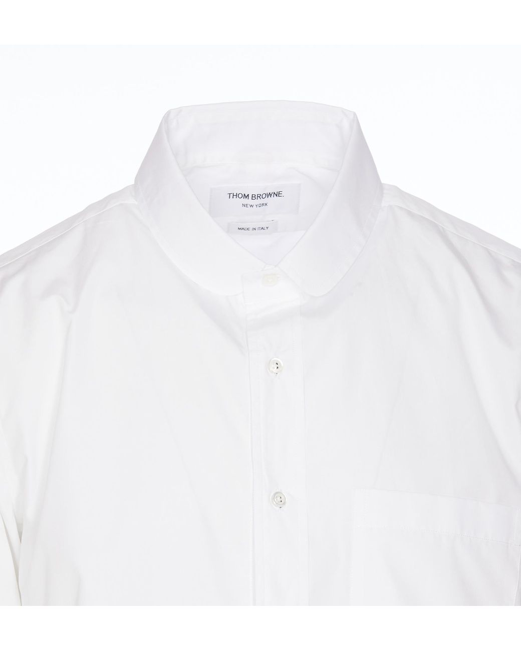 Thom Browne White Poplin Round Hem Shirt for men