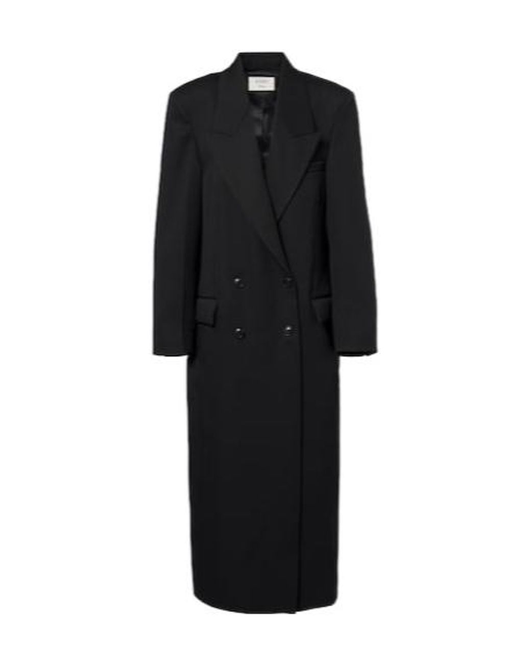 Rohe Black Double-Breasted Virgin Wool Coat
