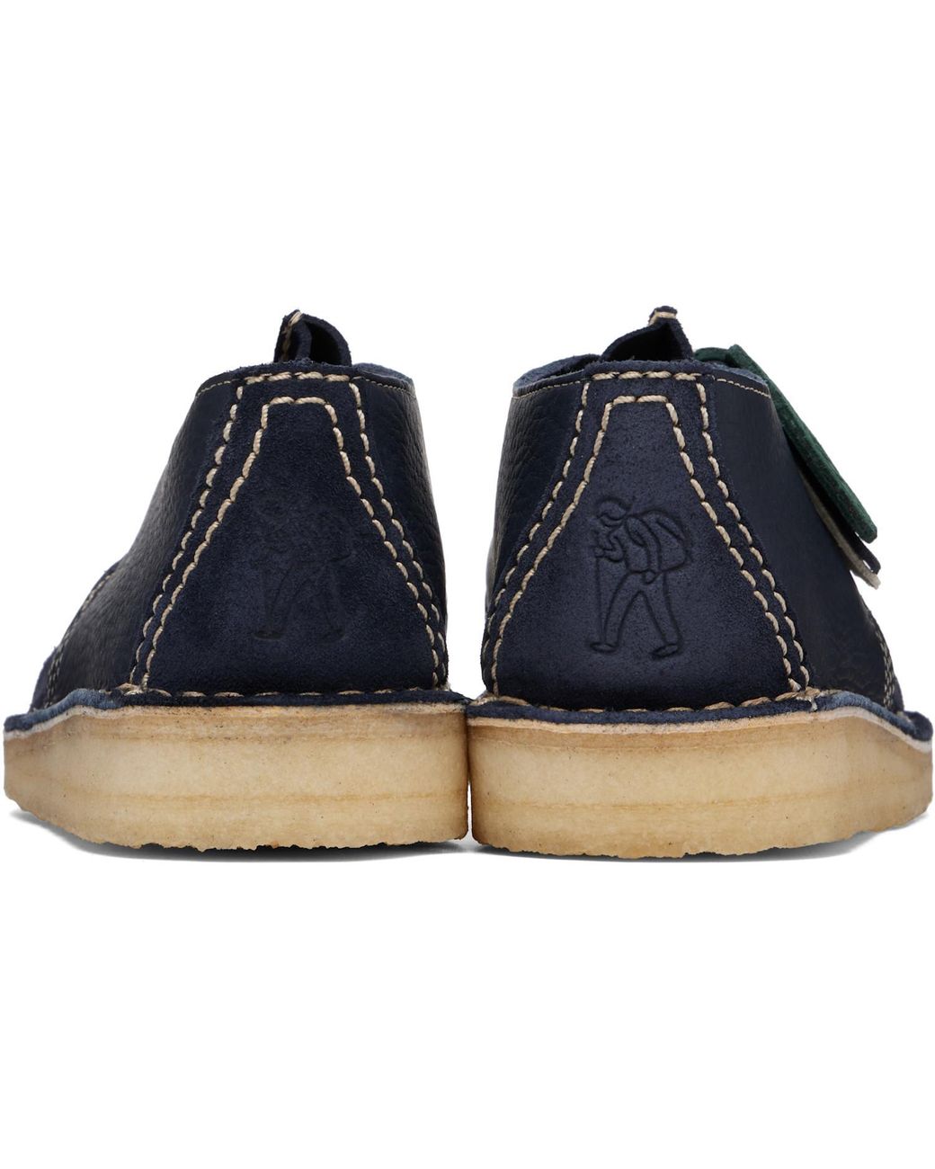 Clarks Blue Desert Trek Derby Shoes for men