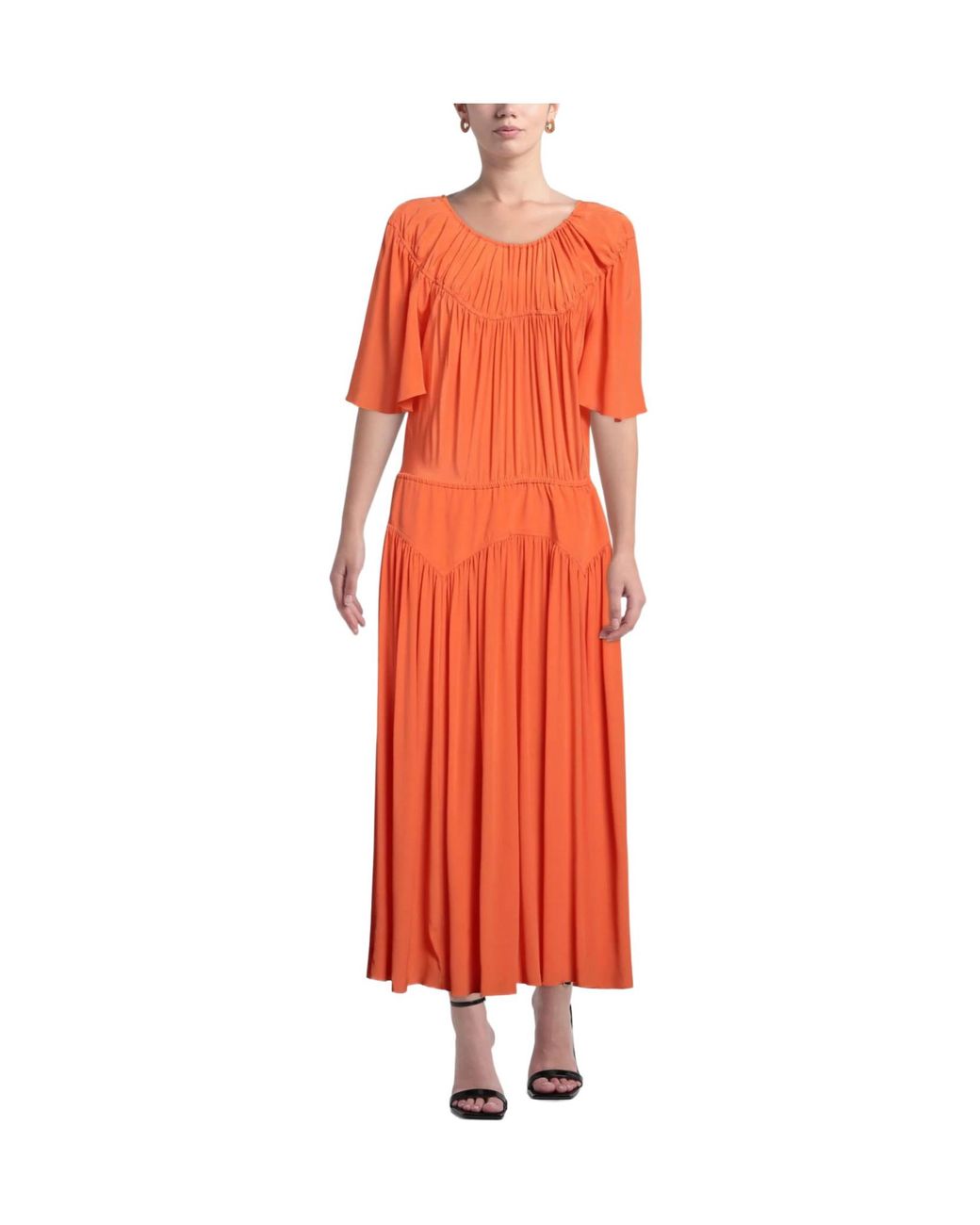 Marni Orange Solid-Colored Flare Skirt