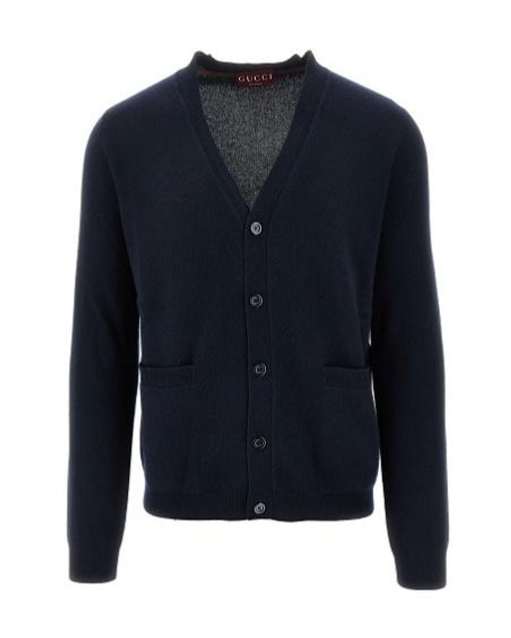 Gucci Blue V-Neck Knitted Cardigan for men