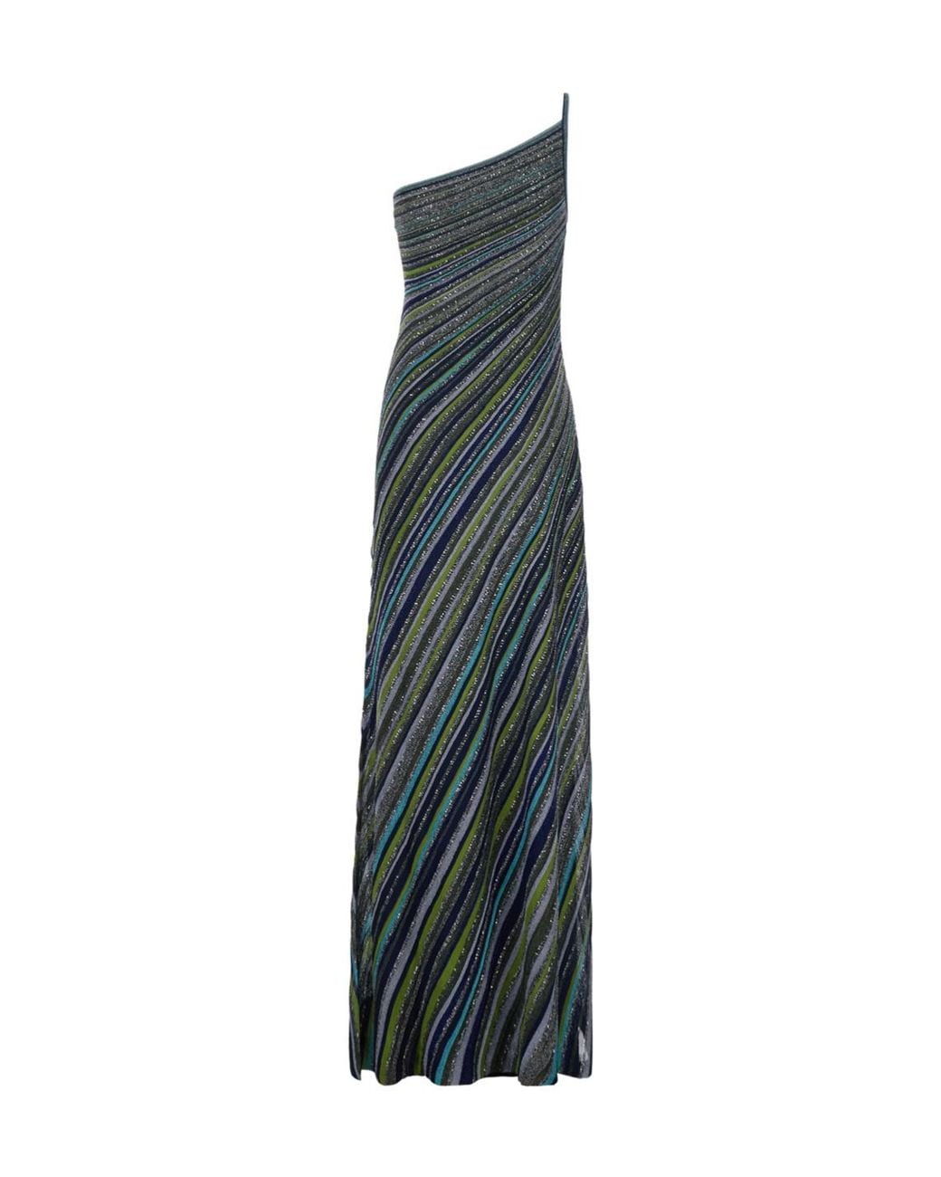 Missoni Green Long Dress With Sequins Viscose