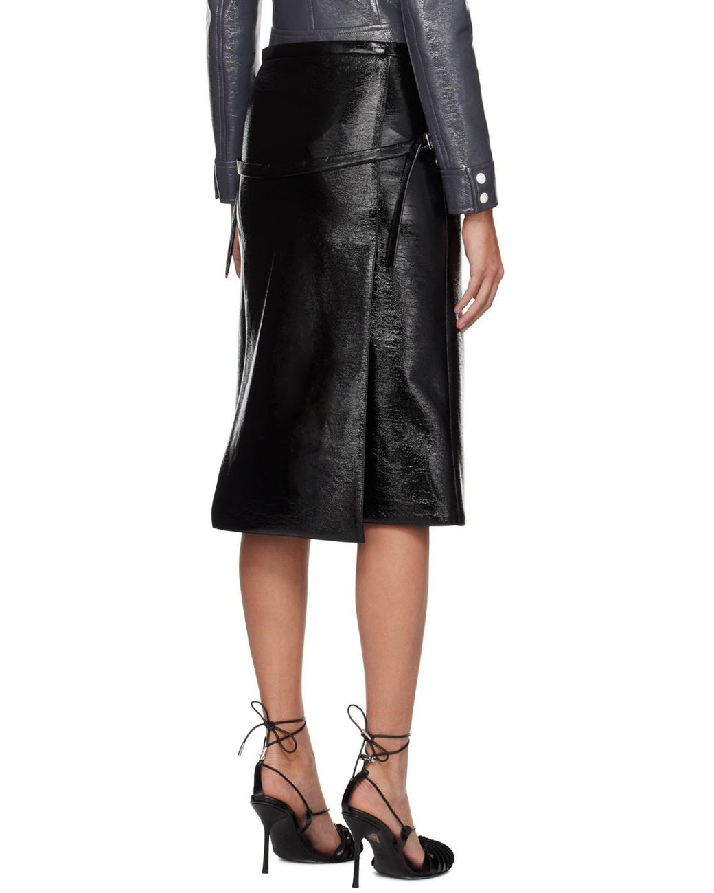 Courreges Black Courrèges Midi Leather Skirt