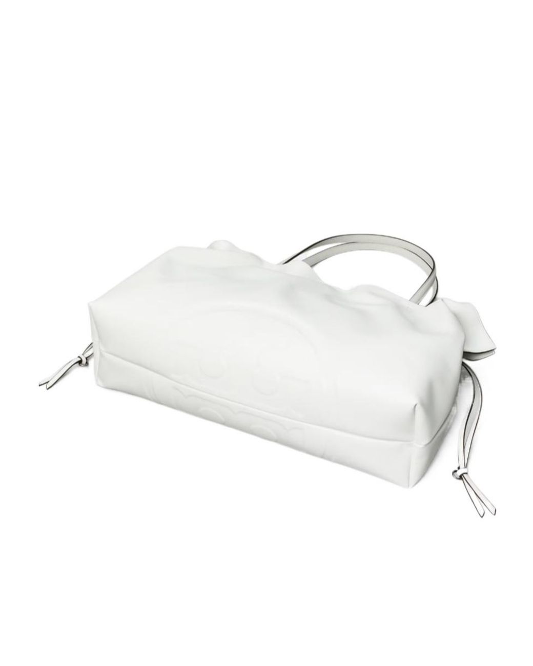 Tory Burch White Logo-Embossed Gathered Tote Bag
