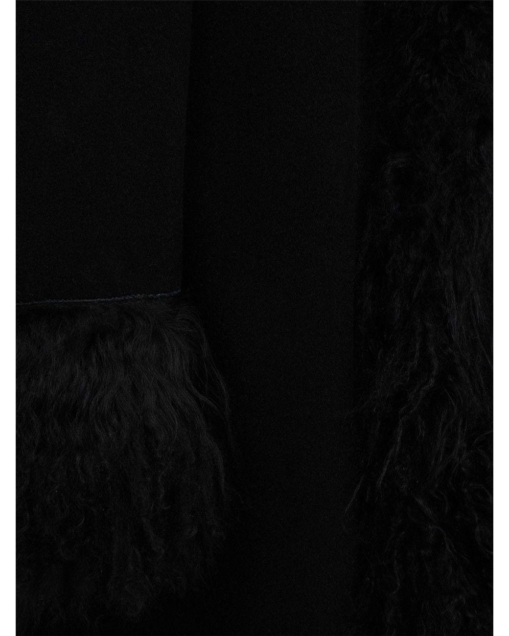 GIUSEPPE DI MORABITO Black Fur-Collared Coat