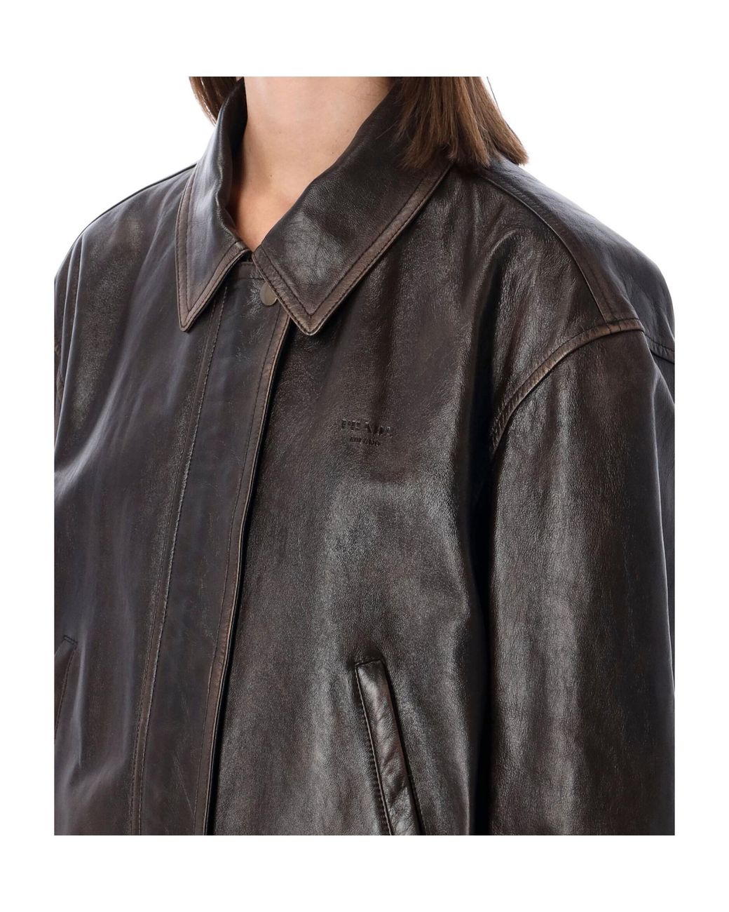 Prada Black Long-Sleeved Leather Jacket