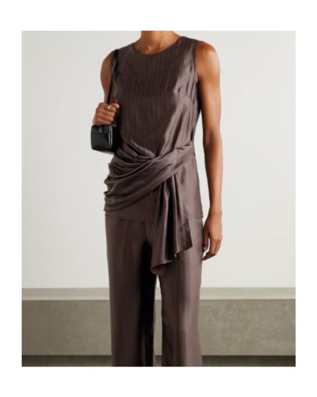 Loulou de Saison Brown Fonda Draped Asymmetric Top