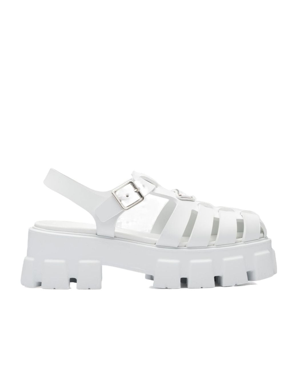 Prada White Rubber Monolith Sandals