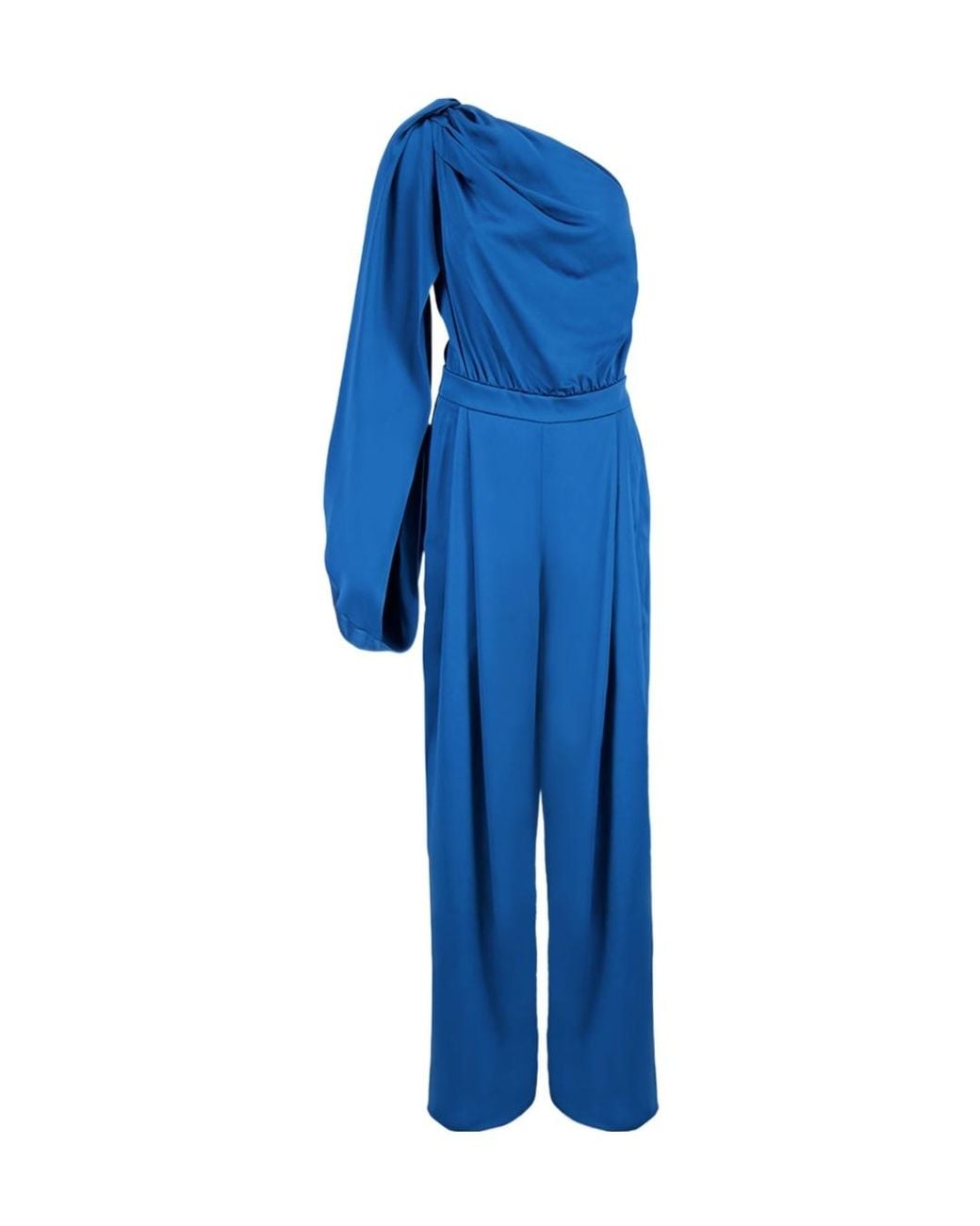 Stella McCartney Blue One Shoulder Satin Jumpsuit
