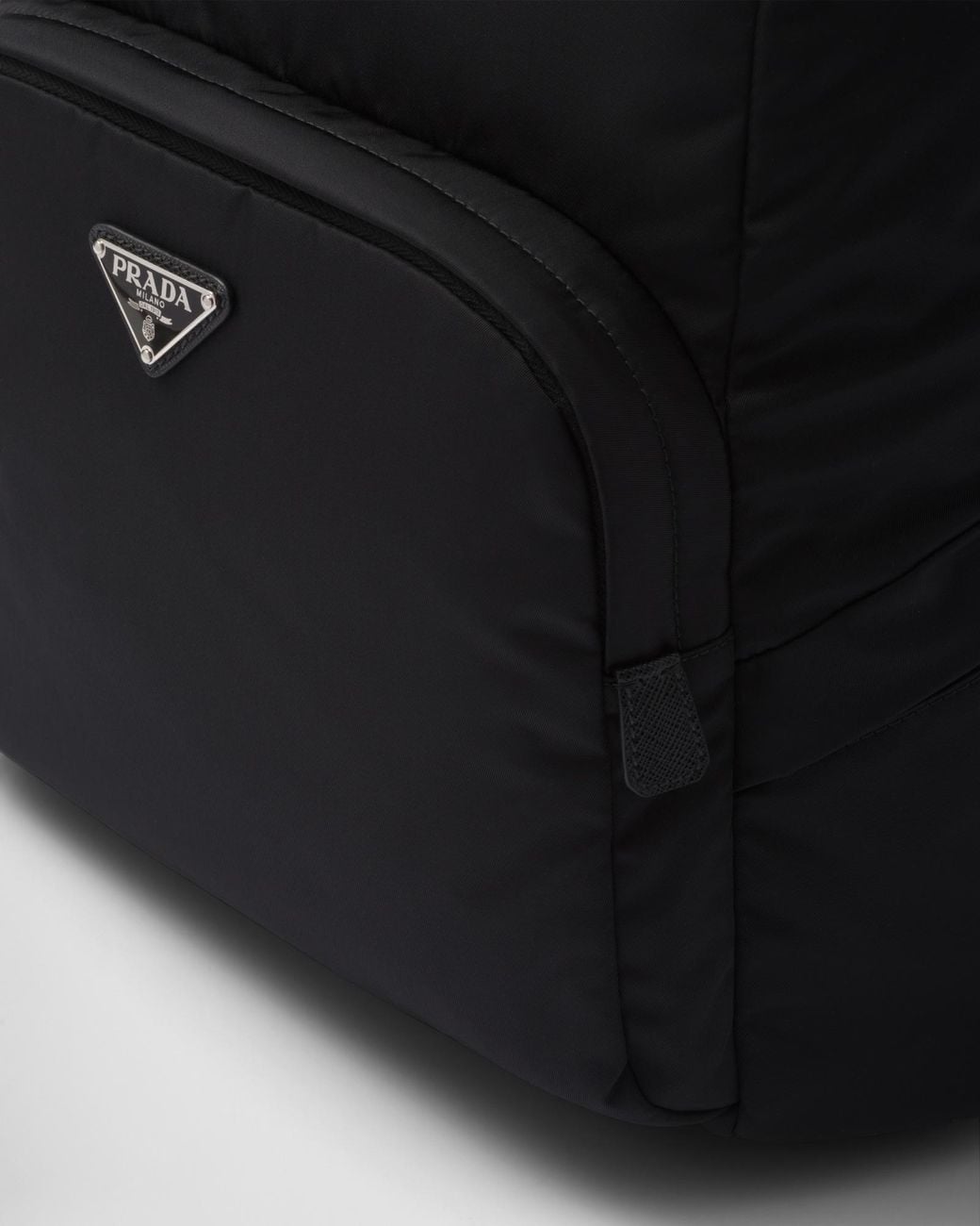 Prada Black Triangle Logo Plaque Backpack for men