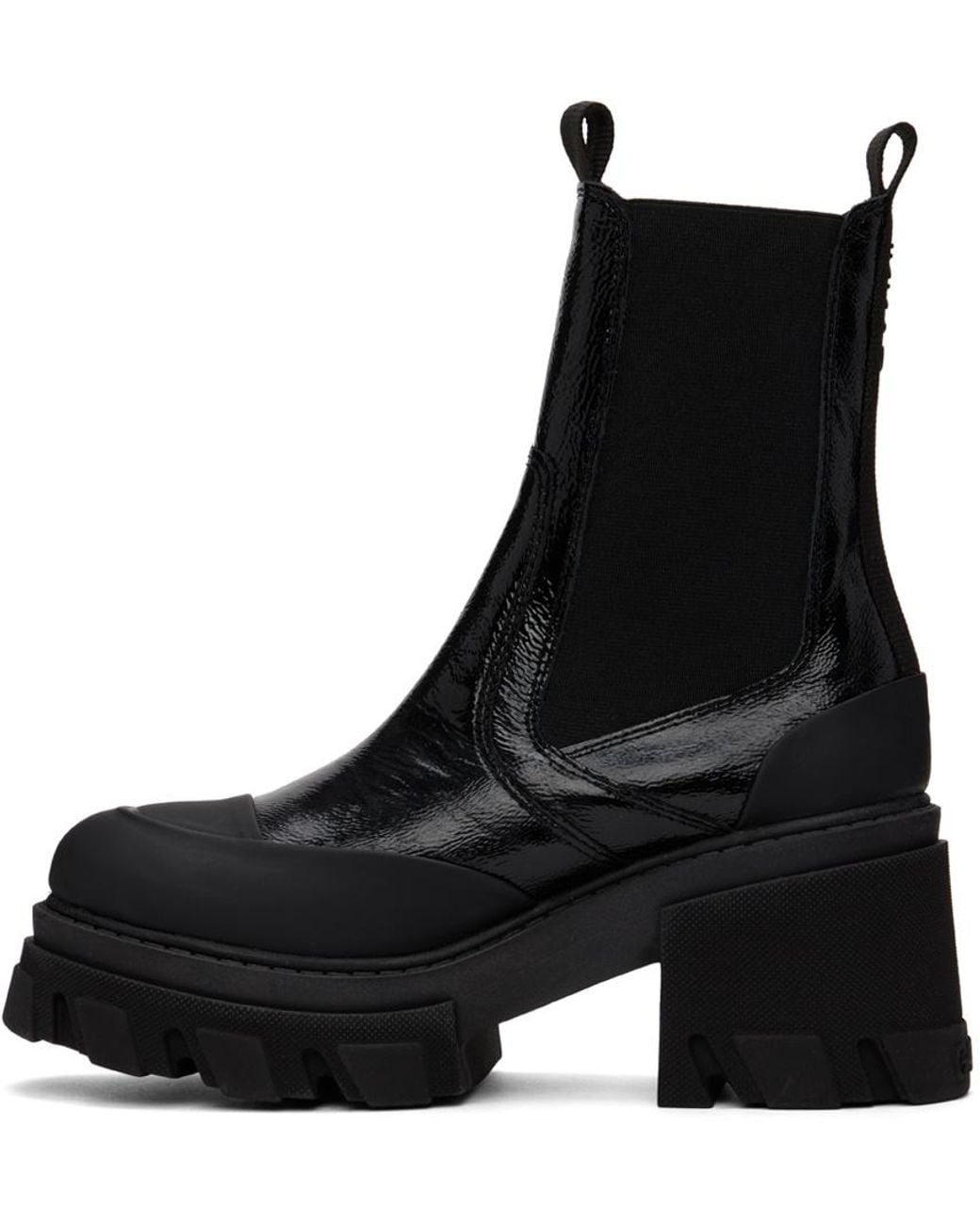 Ganni Black Cleated Mid Chelsea Boots