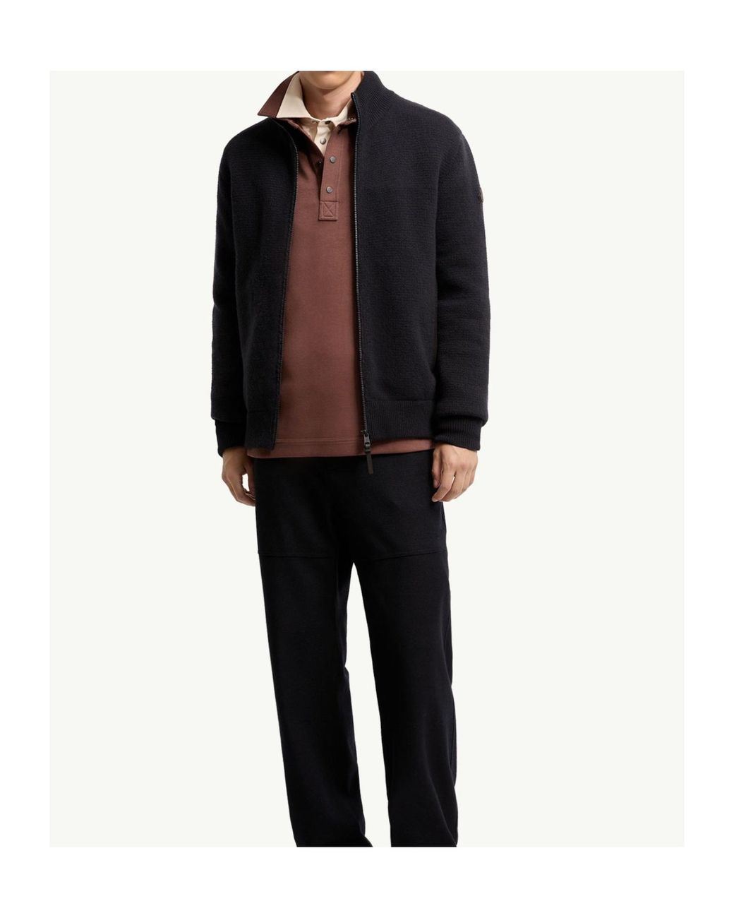 Moncler Blue Wool Cashmere Blend Zip-Up Cardigan for men